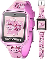 Minecraft Kids Smartwatch – Pink Axolotl Design, 10 Watch Faces, Step Counter, Selfie Camera, Calcul