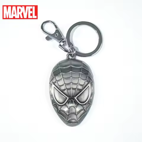 1PC Marvel Officially Licensed Spider-Man Face Mask Pewter Keychain Cute Cartoon Key Ring & Bag Clip