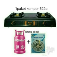 Spesial Kompor Gas Rinnai 2Tungku 522C+Selang Paket Winn+Tabung Gas