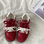 Retro Red German Training Shoes Women Spring Autumn Women's Shoes All-Match Single Shoes Casual Shoe