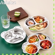 HSHELAA Grid Plate, Multi Grid 304 Stainless Steel Food Plate, Durable Reusable DIY Animal Shape Caf