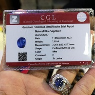 BATU CINCIN PERMATA BLUE SAFIR SRILANKA ASLI NATURAL RING PERAK ASLI SIAP PAKAI