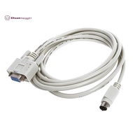 DB9P to 8P Mini Din RS232 Download Cable White 8.2 Ft for PLC -EH
