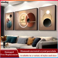 Nordic Modern Diamond-encrusted Crystal Porcelain Wall Painting Background Wall Aluminum Alloy Frame