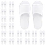 20 Pairs20双 Disposable Slippers, Open Toe Comfortable Cotton Disposable Spa Slippers, Bulk Unisex Non-Slip Disposable Guests Slippers for Home Hotel Travel Train Use, White