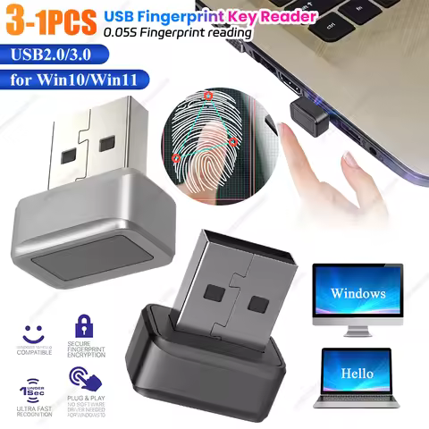 USB Fingerprint Key Reader Password Free for Windows 11/10/8/7 Hello Security Key Biometric Scanner 