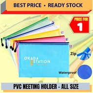 PVC Transparent Netting Zipper Bag / Fail Sekolah Zip / Fail Buku Teks / Folder Storage Bag A4 Size