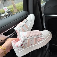 HLO KITTY Youthful and Dynamic Women's Scalloped Toe Sports Shoes with 2 Pink Stripes QCCC Products