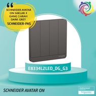 Schneider Avatar On Switch 4 Gang 2 Way Dark Grey E8334L2Led_Dg_G3