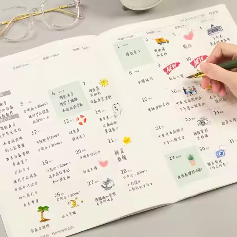 Portable A4 A5 2026 Schedules Notebook Learning Plan Life Check-in Agenda Planner Work Efficiency Pl