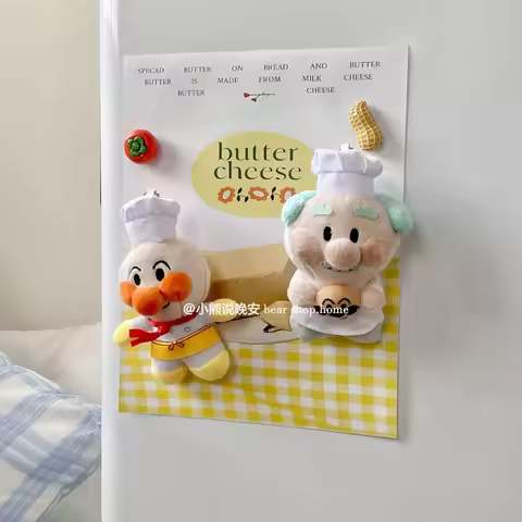 Anime Anpanman Jam's Uncle White Chef's Uniform Plush Fridge Magnet Magnetic Entry Door & Home Decor