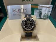 Rolex 116518LN Daytona 黃金黑面鑽石字 原裝OysterFlex膠帶