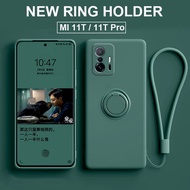 Xiaomi Mi 11T 10T 11 Pro 11 Ultra 11 Lite Casing Ring Holder Stand Magnetic Phone Case Soft Liquid Silicon Shockproof Cover