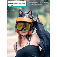 Moe Riding Club Pro - ชุดตกแต่งหมวกกันน็อคหูแมว 1 คู่ สติ๊กเกอร์หูแมว PP สามมิติแบบสามมิติ กันน้ำ กั