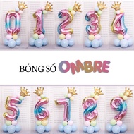 Rainbow color birthday decoration number balloon 80cm (Only 1)