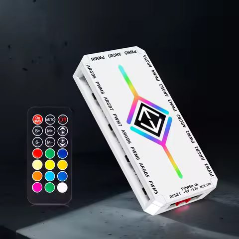 1 To 9 Ports 3 in 1 PWM Fan Hub SATA Power Supply PWM Magnetic Fan Hub Splitter PWM & ARGB Hub Split