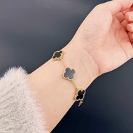 4-leaf clover bracelet with delicate gold border