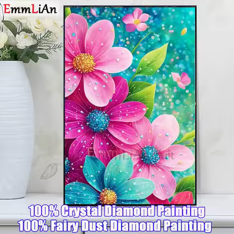 2025 NEW Full Fairy Dust Drill Diamond Mosaic Art Flower AB Square Crystal Diamond Painting Heart Wa