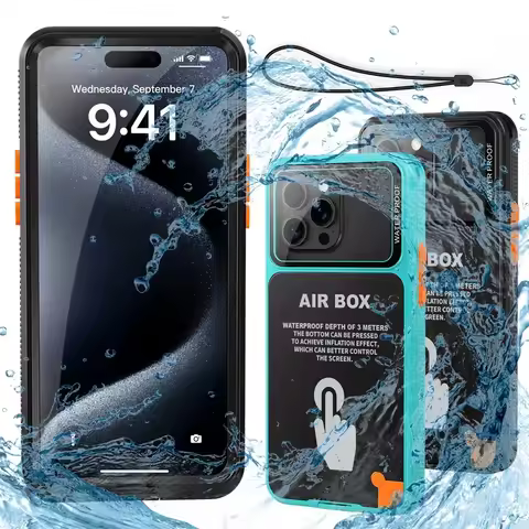 AIR BOX Waterproof Case for iPhone 11 12 13 14 15 Pro Max Plus Sealed Snorkeling Cover for Outdoor S