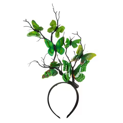 Deer Antler Butterfly Crown Headbands Long Branches Hairband Props Photo Shoot Forest Goddess Headdr