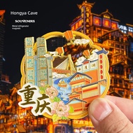magnet peti sejuk cute magnet Pelekat peti sejuk Chongqing Hongyadong, cenderahati pelancongan logam