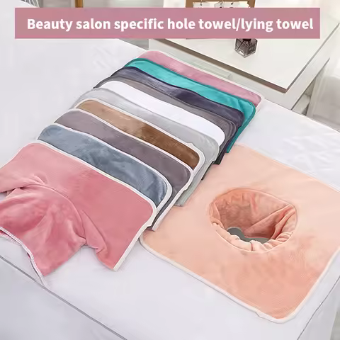 1 Pcs 35*35cm Thickened Beauty SPA Massage Table Planking Face Towel With Hole For Hospital Hotel Be