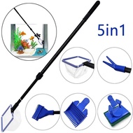 Fish tank cleaner tools 5 in 1 Aquarium cleaning Set Fish Net Gravel Grass Fork Rake Algae Scraper for Aquarium Accessories