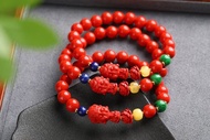 天然原礦硃砂精品紅砂十二生肖守護神單圈手鏈 硃砂含量高達95%以