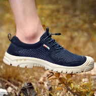 Decathlon Summer Outdoor Lightweight Hiking Shoes Men Wear-Resistant Hiking Shoes Men's Leather Brea