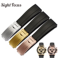 20mm Watch Bands for Diving Watch Daytona Yacht Master Submariner Brush Folding Clasp Rubber Watch S