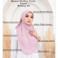 Tudung Bawal Chiffon Voile Curve Ruffle Bidang 50 Tudung Bawal Nikah, Raya, Event, Majlis
