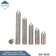 M3 M4 M5 304 Stainless Steel Set Screw with Cone Point Headless Hex Socket Head Grub Screws Bolts Solid Fasteners Length 3mm-40mm Millimeters