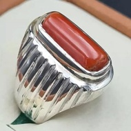 未經處理的真珊瑚戒指男士珊瑚戒指 Marjan 戒指頂級紅橙色珊瑚