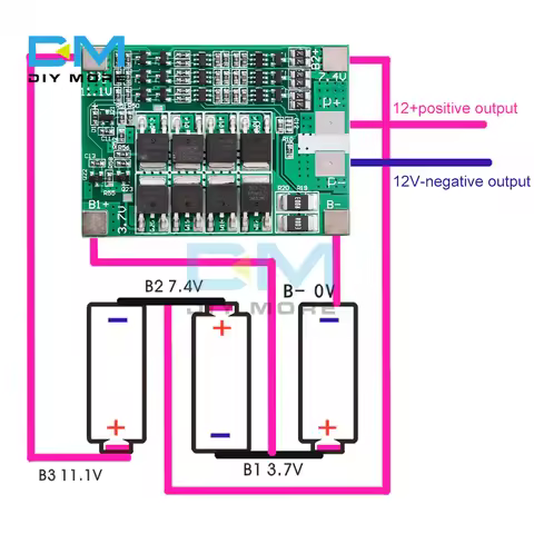 BMS 3S 12V 40A Balancer 18650 Lithium Battery Protection Board 3S BMS Li-ion Charger Charging with B