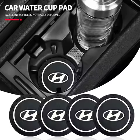 2pcs Non-slip Car Water Cup Rubber Mat For Hyundai Tucson I10 I20 I30 Santa Fe Sonata Azera Accent A