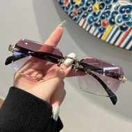 Sunglasses Men Women Fashion Rimless Sun Glasses Shades Cutting Lens Ladies Frameless Eyeglasses