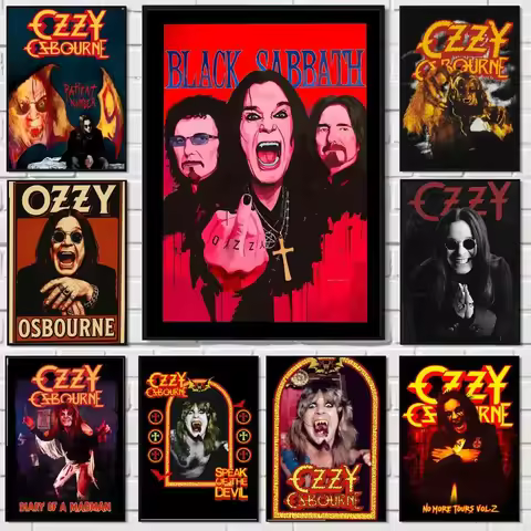 Retro Heavy Metal Band Rock Ozzy Osbourne Band Painting Calligraphy Canvas Poster: Crease Free Water