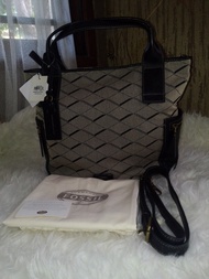 FOSSIL EMERSON SATCHEL GREY/BLACK Size M