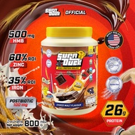 SUPADUCK WHEY PROTEIN ISOLATE : Chocolate Malt Flavor (800g) มี HMB Zinc Iron Postbiotics MCT Oil