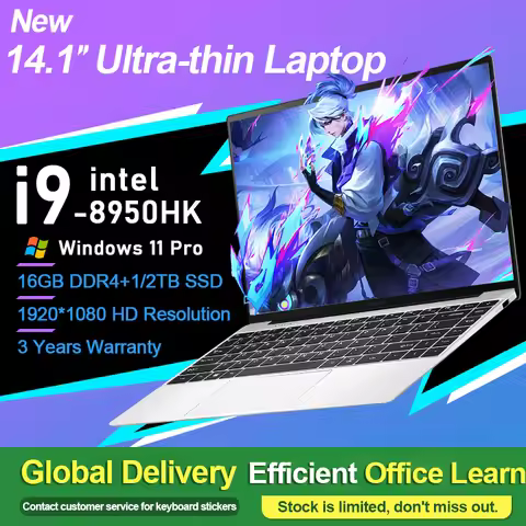 New Portable notebook 14.1" intel core i9-8950HK gaming laptops computer 16GB DDR4 1TB/2TB SSD Windo