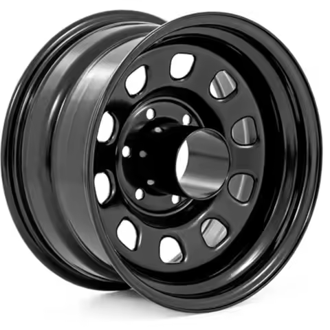 Black Steel Wheel - 15x8, 5x4.5 Bolt Pattern, 19mm Offset, 3.30 Bore, Heavy-Duty D-Window Off-Road R