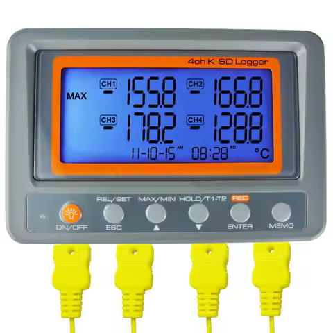 home.Digital 4 Channel Thermocouple Thermometer Thermometer Thermocouple Reader with 8G SD Card 2 Be