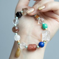 扎基拉姆多寶手串 太陽石、白幽靈、銅發晶、金運石、金發晶