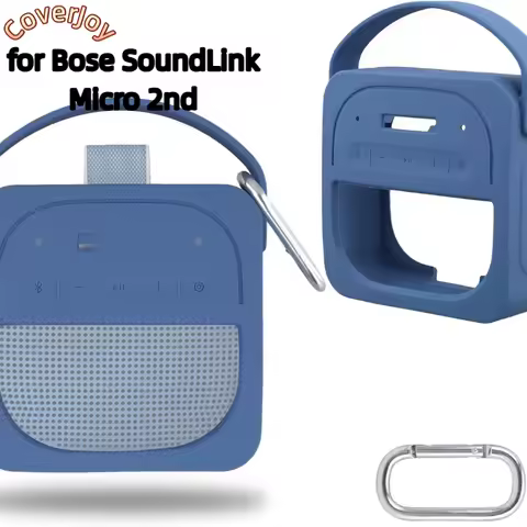 CoverJoy Case with Carabiner and Strap for Bose SoundLink Micro 2 Speaker Silicone Protective Travel
