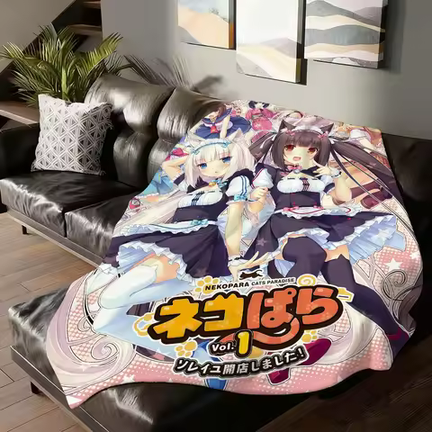Anime cute Nekopara Blanket For Sofa Office Bed Plane Travel Sleep Read Relax Camping Soft And Warm