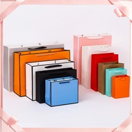 White Paper Bag W/ Black Border Gift Craft Paper Gift Plain Rope Handle Hand Bag Kraft Birthday