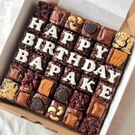 Brownies Skat 36 (24x24cm) Custom Tulisan Birthday / Ulang Tahun (Baca