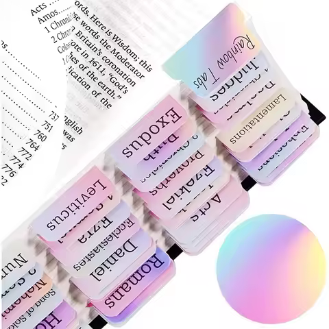 Rainbow Bible Tabs, 75 Tabs Laminated Bible Index Tabs for Easy Scripture Navigation, Large-Print In