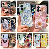 For Vivo Y35 4G Case Colorful Flowers Painted Back Cover 6.58'' Soft Slim Phone Cases For Vivo Y35 Y