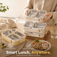 Stainless Steel Lunch Box 2 Grid 3 Grid Leakproof Food Container Portable Bento Box Reusable